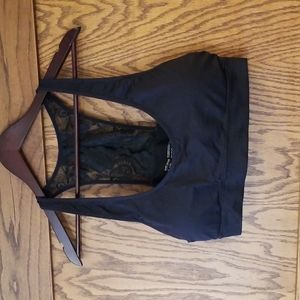 free press racer back black lace sports bra